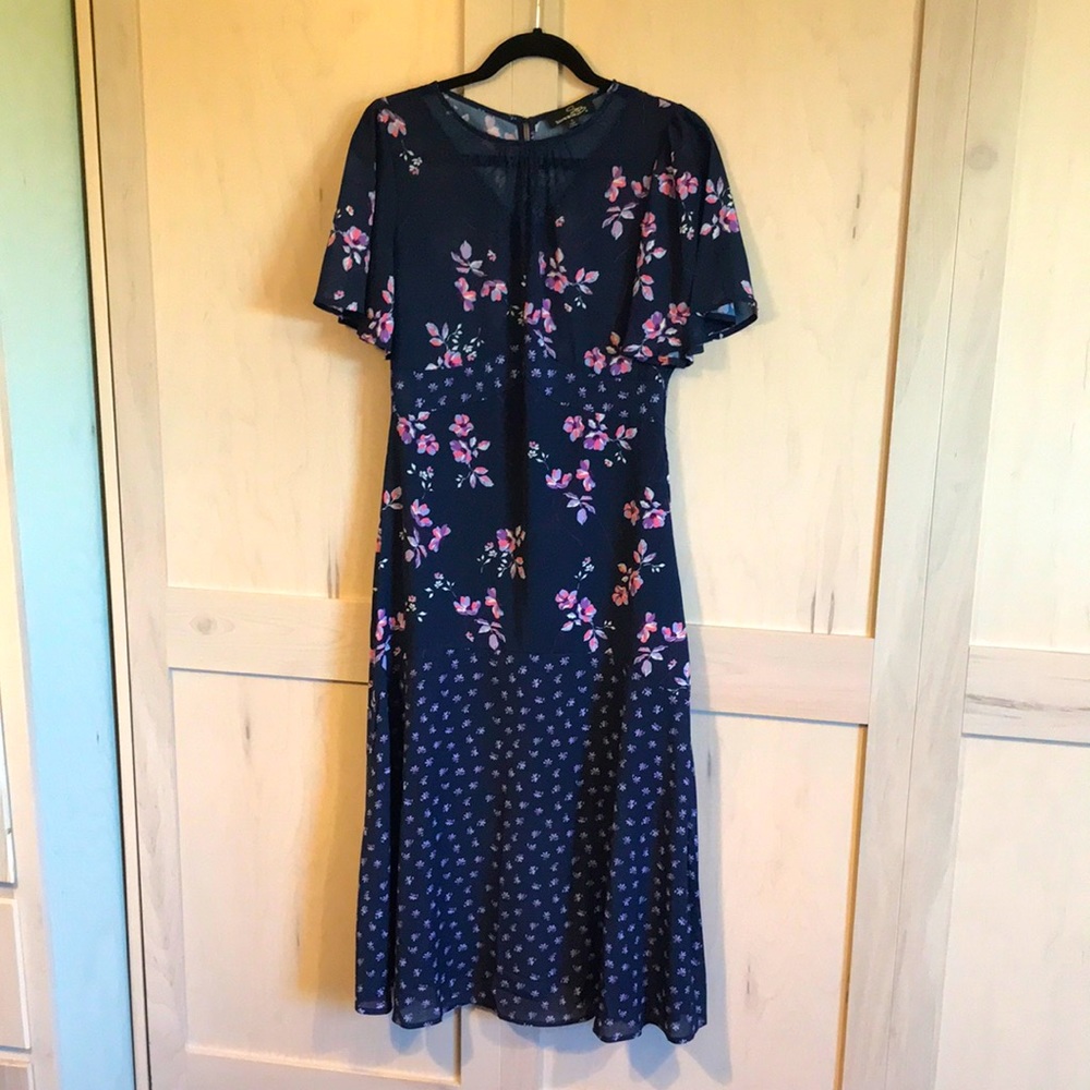 Suzanne Betro Floral & Lace Midi Dress